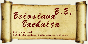 Beloslava Bačkulja vizit kartica